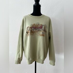 Vintage 90s retro Gildan crewneck Grandmacore Grandpacore Seatshirt farm horse